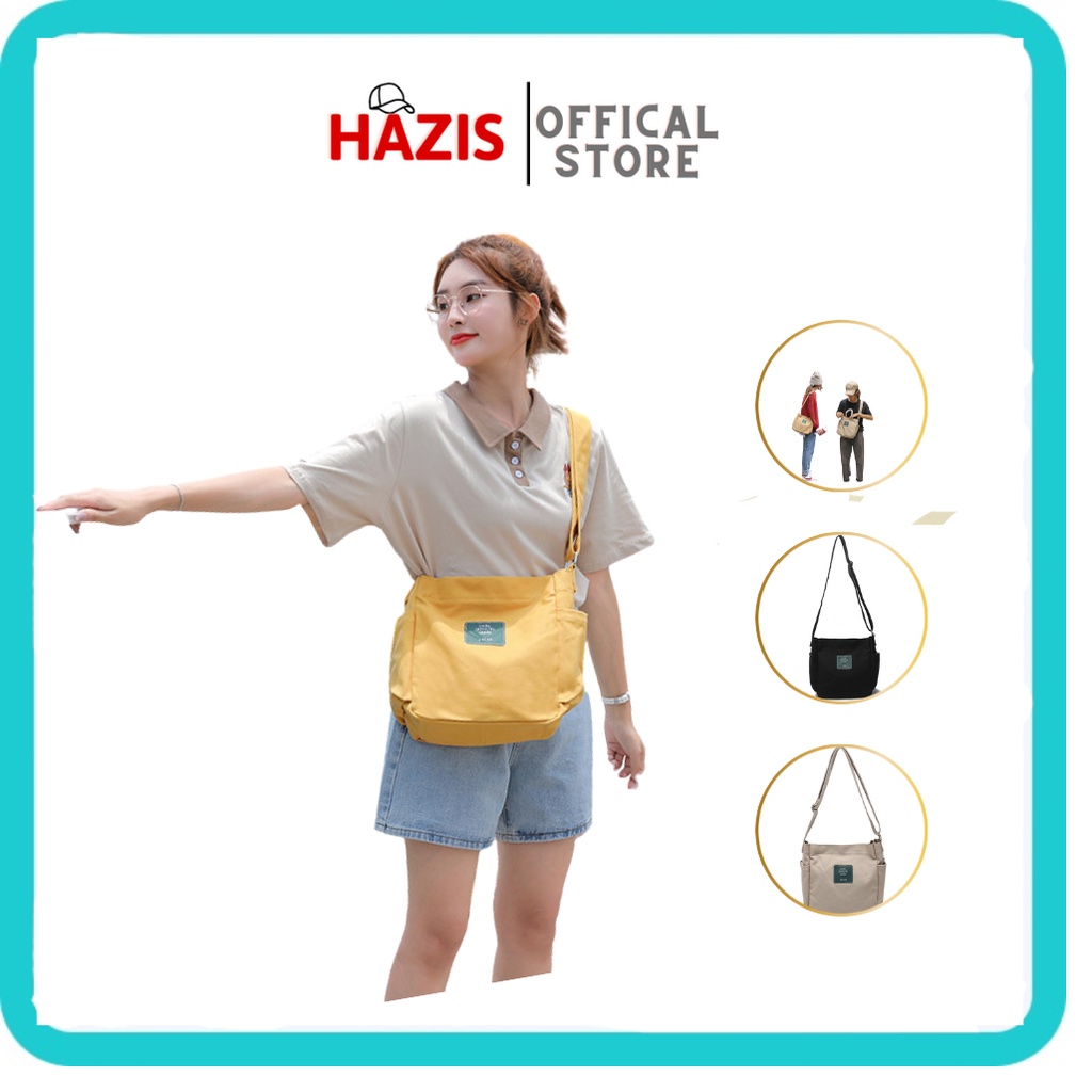 Túi tote đeo chéo UNISEX nam nữ vải dệt canvas có lớp lót phong cách ulzzang nhiều màu sắc - Hazis Store