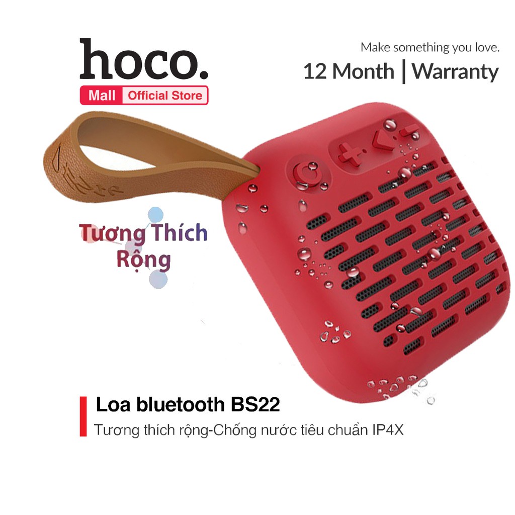 Loa Bluetooth Hoco BS22 500mAh tương thích các loại điện thoại, chống nước tiêu chuẩn IP4X