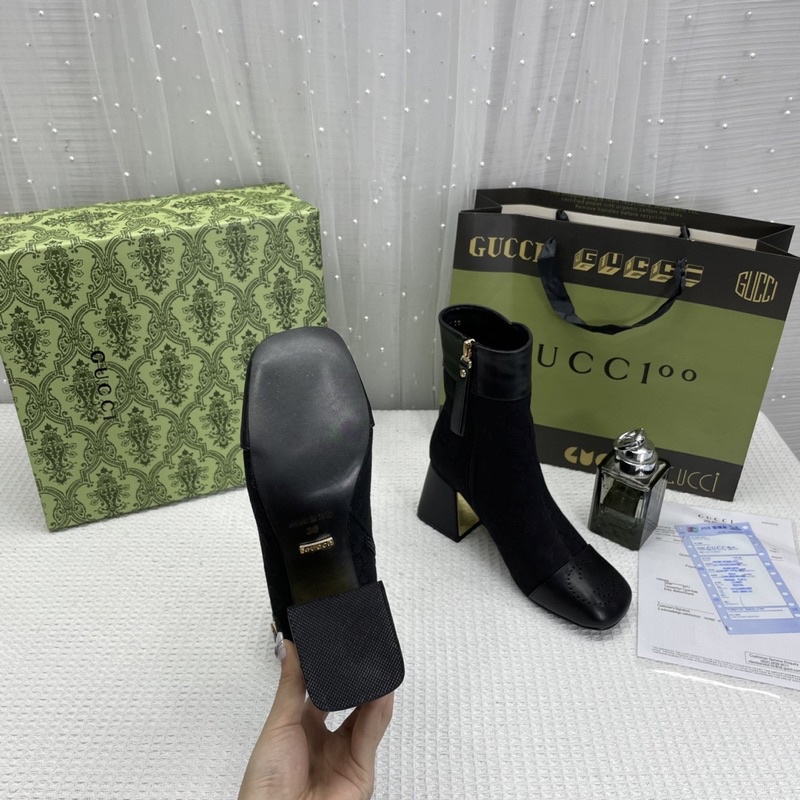 Boot Lửng Gucci Hoạ Tiết/ Da Trơn/Đen Vải Hoạ Tiết Full Size 35-39  -  By Anh Dinh Phuong