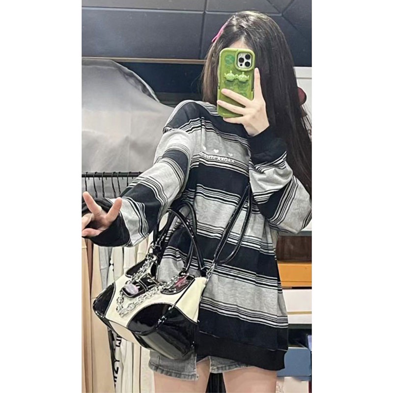 Mischa Túi Đeo Vai canvas Dây Xích Kim Loại Thời Trang Dễ Phối Đồ Cho Nữ