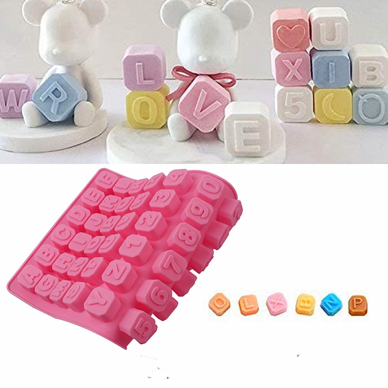 Silicone Mold Alphanumeric Chocolate Stereo Kitchen Baking Decoration Tool Resin DIY Cake Chocolate Fondant Moulds Accessories