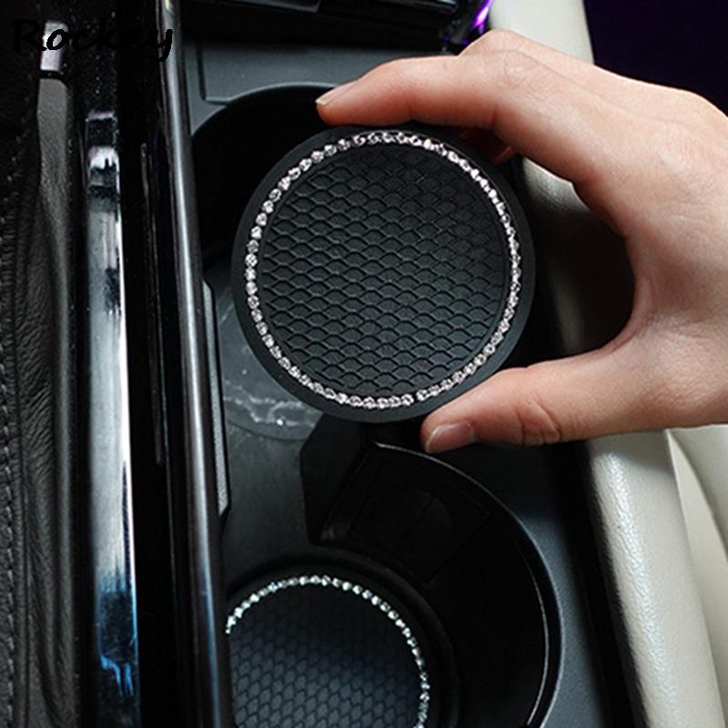 Miếng Lót Cốc Xe Hơi Đính Đá_Miếng Lót Ly Ô Tô Gắn Đá Chống Trượt, Cách Nhiệt