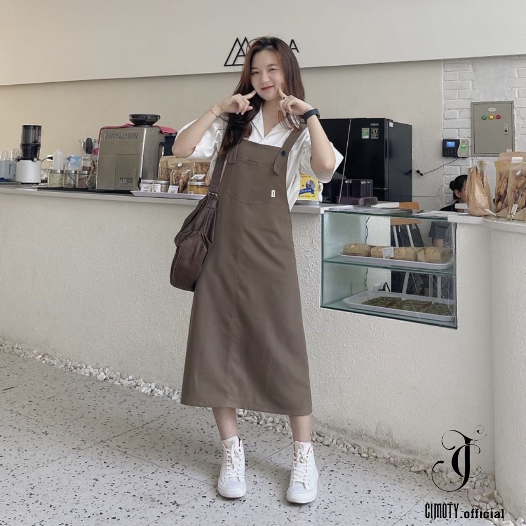 Váy yếm dài CIMOTY chất vải cao cấp dày dặn bền đẹp có túi trước tiện lợi YV06