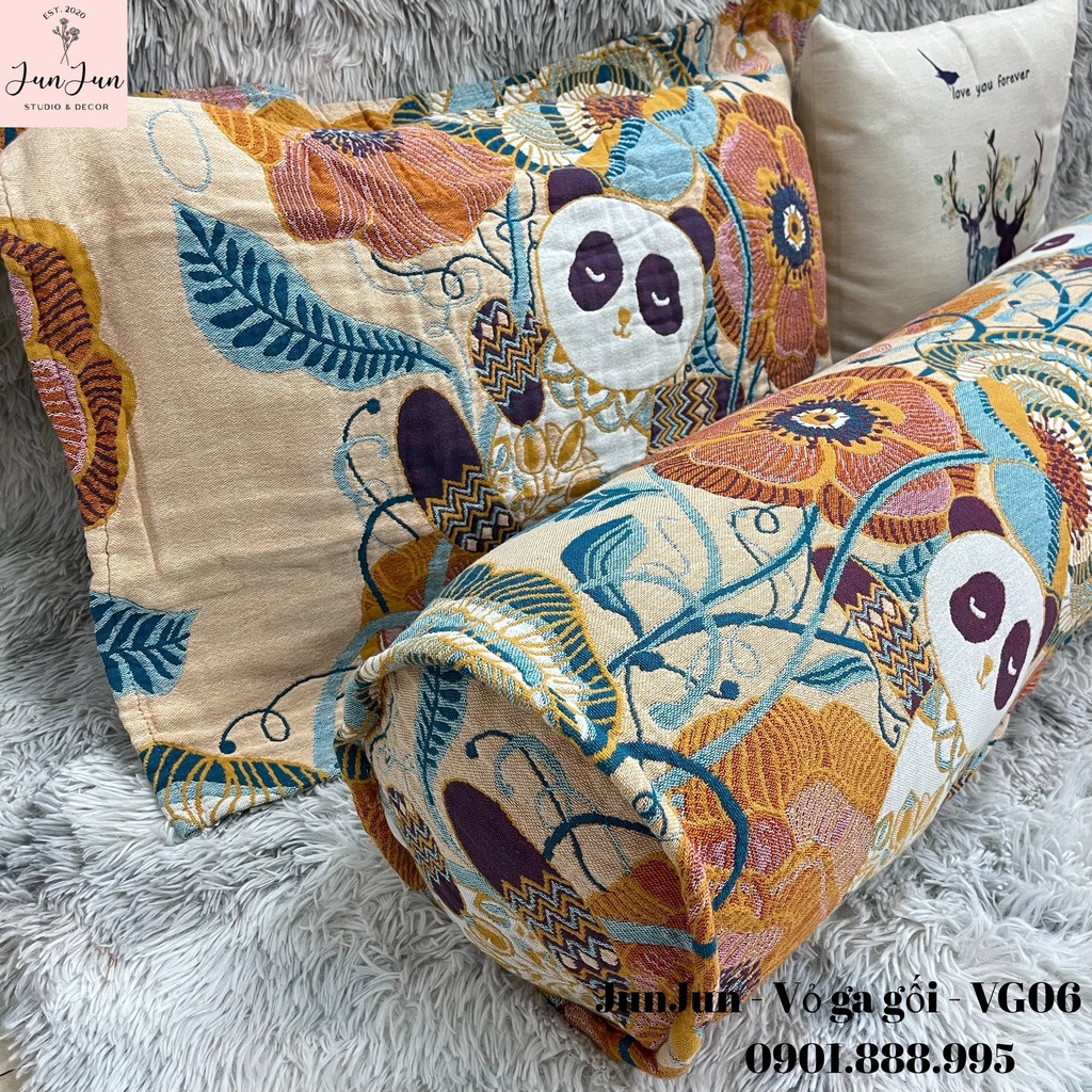 [SALES SỐC]V6_Vỏ gối ôm vải Xô Cotton Organic cao cấp có khoá kéo