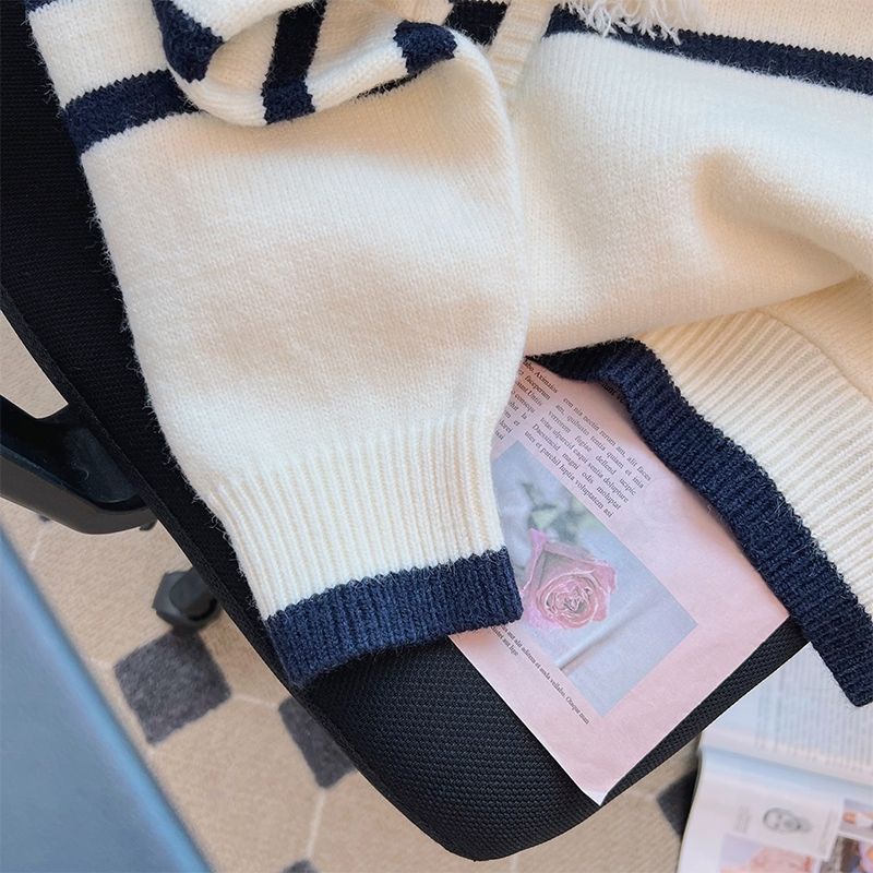 Áo Sweater Có Mũ Dáng Rộng Kẻ Sọc Thời Trang Trẻ Trung Cho Nữ