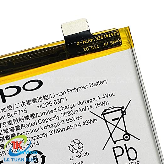 Pin Oppo BLP715 - Oppo K3 / Reno 2Z (3765mAh). Dung lượng chuẩn bảo hành 1 đổi 1