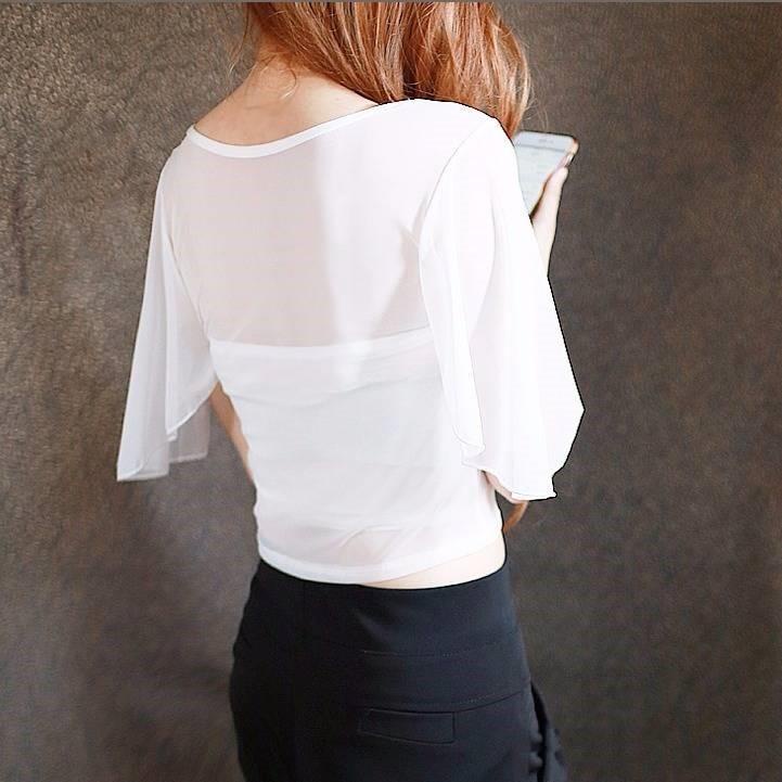 Áo lưới cropptop nữ tay cánh dơi thời trang