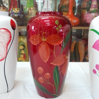 Bình lá lan hút tài lộc sơn mài cao cấp thanh bình lê size 25x13x13 cm cắm hoa, trang trí kệ, bàn làm việc, quà tặng