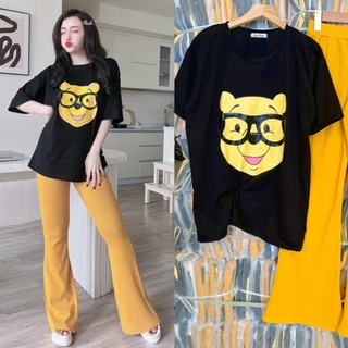 Đồ bộ nữ quần suông thun gân mặc nhà,đồ bộ gấu,bộ đi chơi,đồ bộ ngủ mặc nhà, đồ bộ ngố, đồ thun mặc nhà