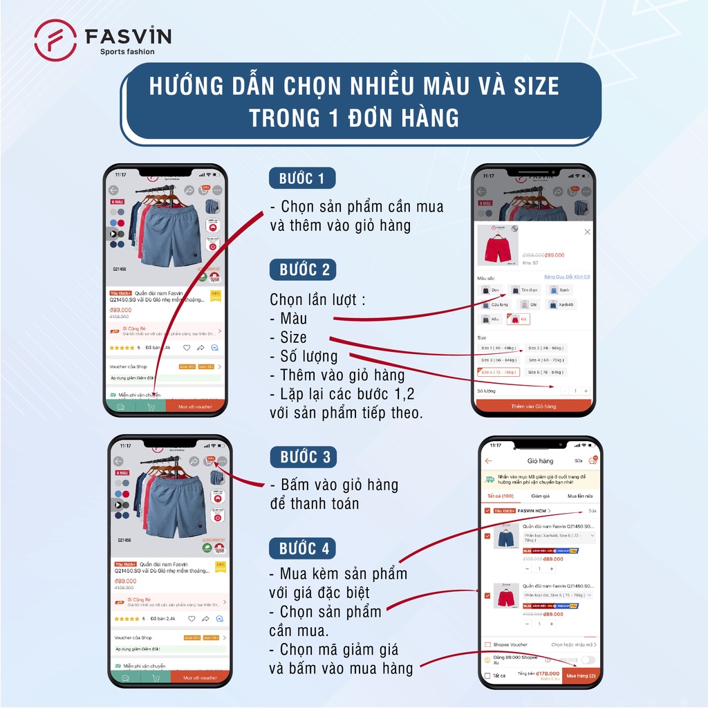 Quần gió nam 02 lớp FASVIN QBC22541.SG ống suông lót lưới hàng cao cấp