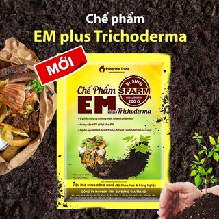 Chế phẩm men ủ vi sinh em plus trichoderma sfarm, kết hợp mật rỉ đường ủ phân hữu cơ không mùi