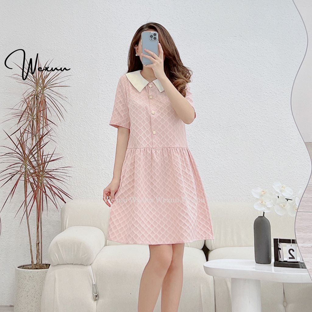 Đầm nữ thiết kế Wexuu Design dáng babydoll cổ tròn xòe nhẹ trẻ trung, chất liệu mềm mát cao cấp - V05 họa tiết
