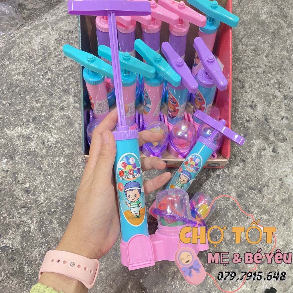 Đồ Chơi Ống Bơm Bong Bóng Kèm Bóng Dễ Thương Cho Bé