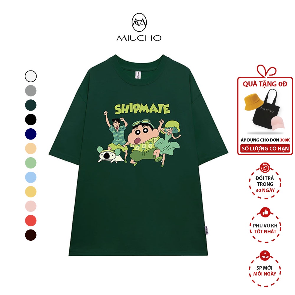Áo thun nam cổ tròn form rộng tay lỡ chất liệu cotton mềm mại Miucho MT034 in graphic