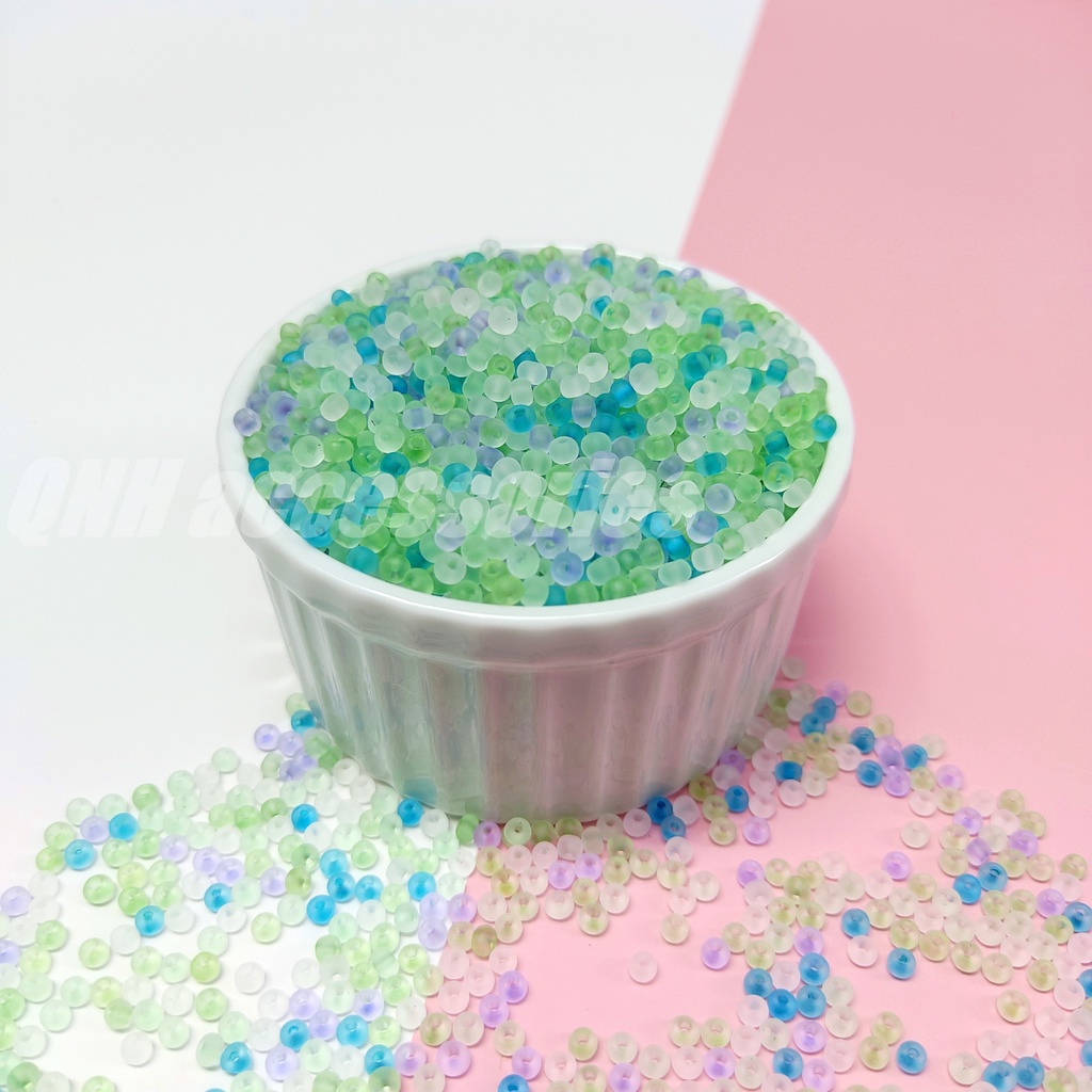 Gói 10g hạt cườm thủy tinh cao cấp 3mm trong mờ dùng làm dây chuyền, vòng tay, vòng cổ, trang sức thủ công DIY