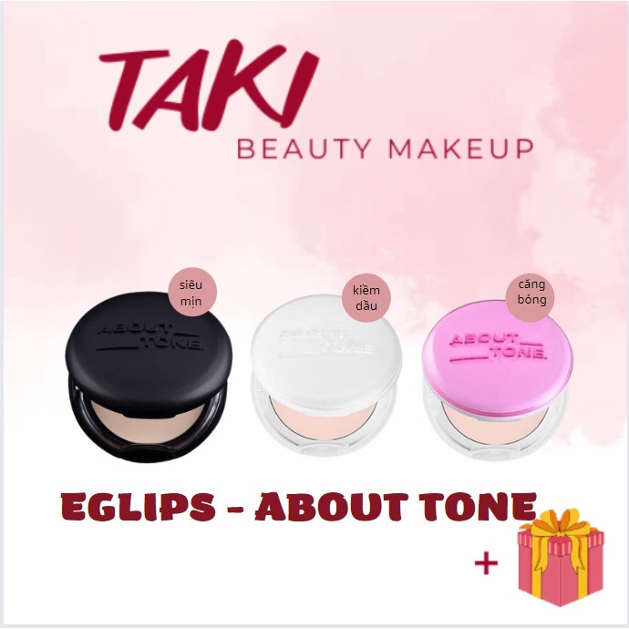 Phấn Phủ Nén Hàn Quốc Eglips About Tone Blur Powder Pact 8g Mẫu Mới [Đen 01- 02- Trắng- Hồng]