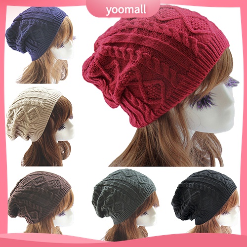 {YO} Mũ Beret Dệt Kim Giữ Ấm Mùa Đông Kiểu Baggy Cho Nữ