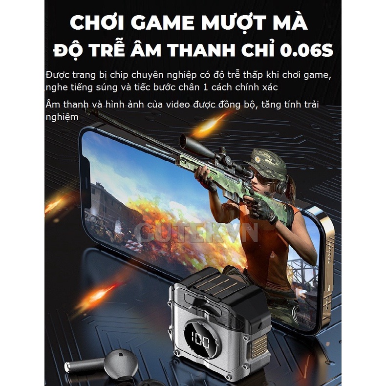 Tai nghe bluetooth gaming không dây Gutek M2 có mic độ trễ thấp pin trâu nút cảm ứng