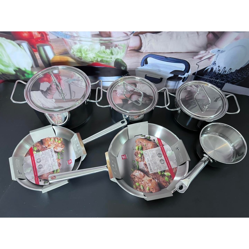 Bộ nồi Zwilling Starter 6 món vung thép, quai vuông tinh tế