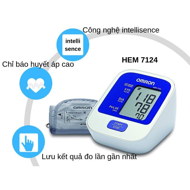 Máy đo huyết áp bắp tay tự động Omron HEM-7124 công nghệ Intellisense bảo hành 5 năm