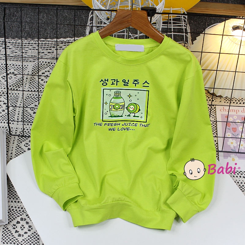 Áo sweater cổ tròn tay dài cotton cao cấp cho bé gái, Áo cặp mẹ và bé gái Babi thời trang Hàn Quốc size đại từ 20-62kg