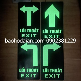 Tấm decal dạ quang chỉ dẫn lối thoát hiểm exit 28 x 16cm có keo sau