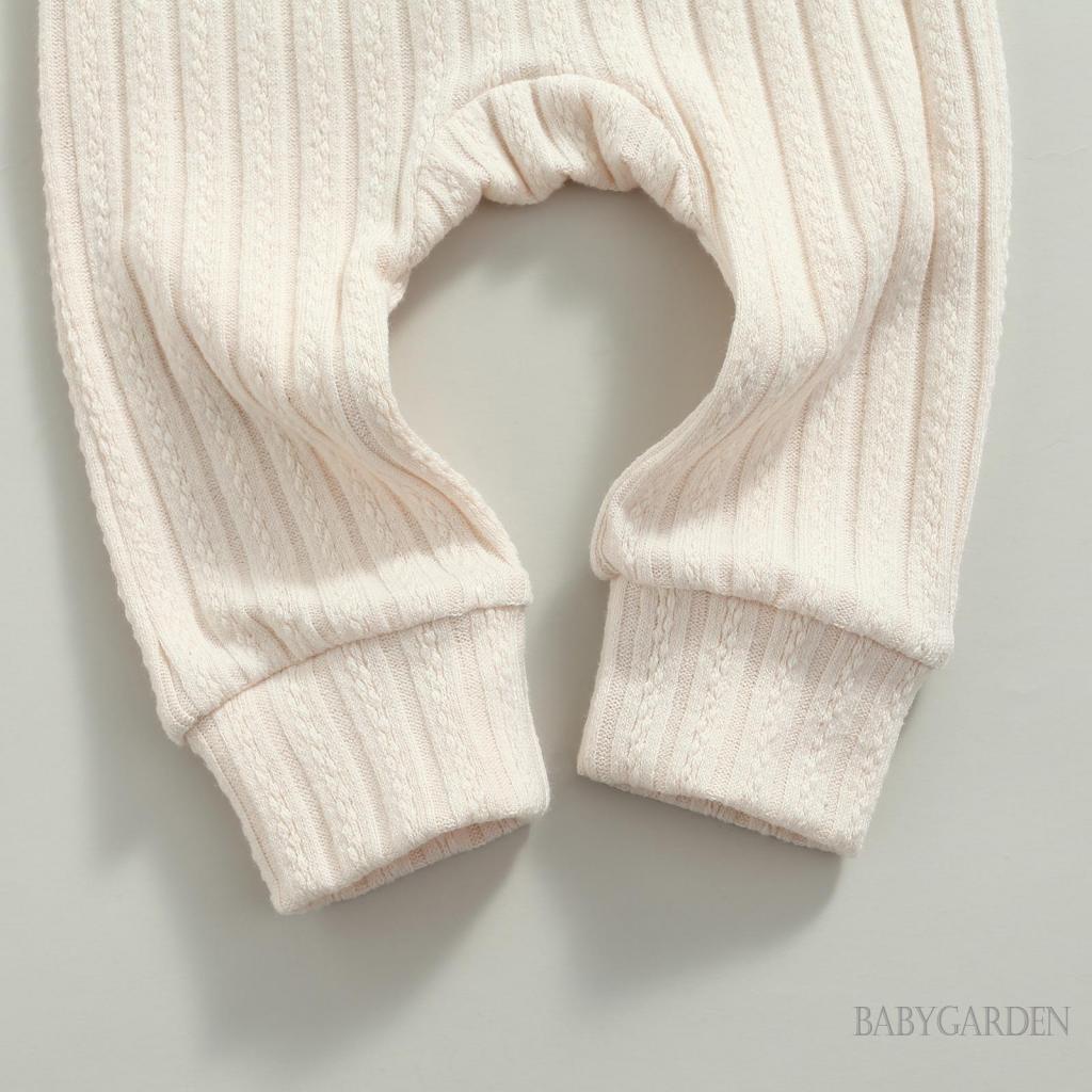 Set Áo Thun Tay Dài Cổ Tròn Màu Trơn Phối Quần Dài Lưng Thun Thời Trang Xinh Xắn Cho Bé Gái 0-18 Tháng Tuổi