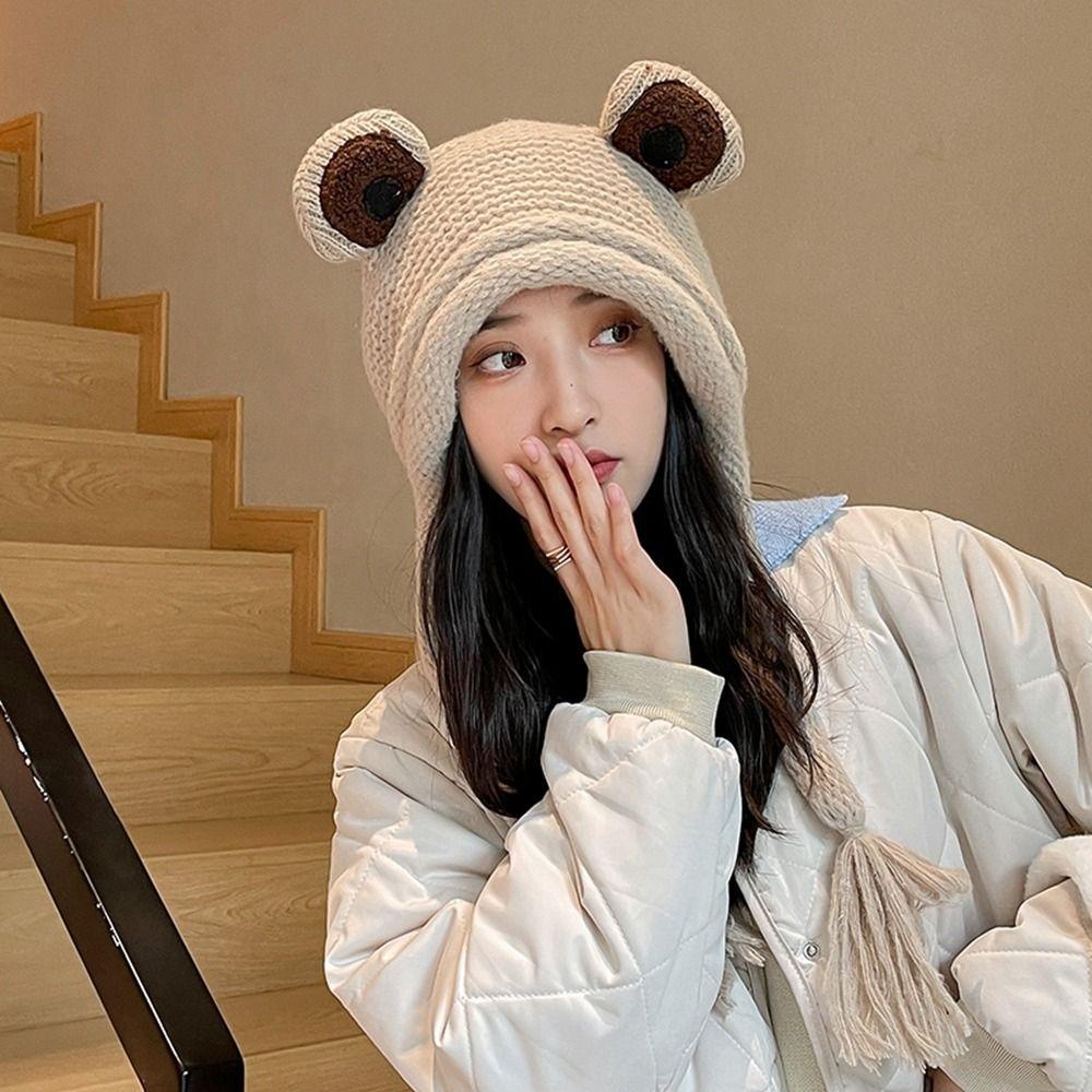 Anemone Mũ Len Dệt Kim Bảo Vệ Tai Thoải Mái Phong Cách Hàn Quốc