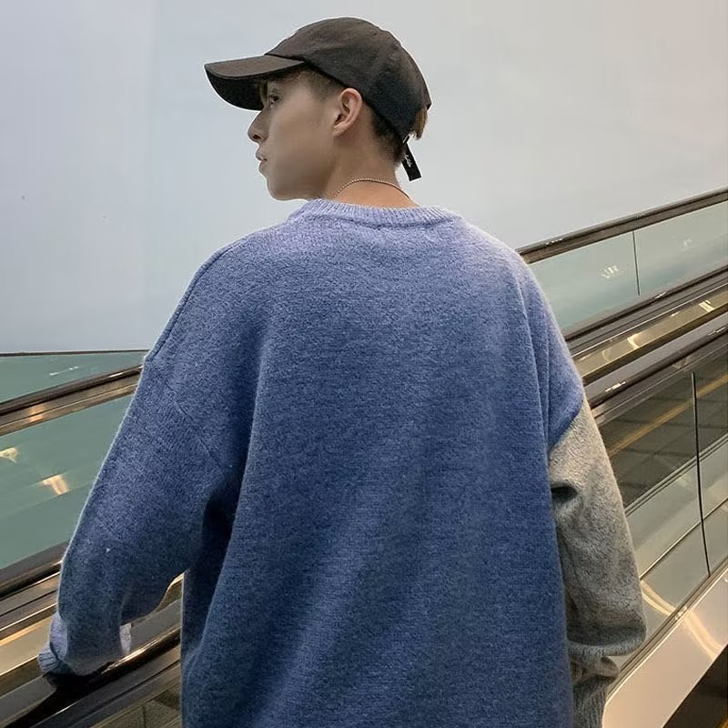 Áo Sweater Dệt Kim Tay Dài Dáng Rộng In Hoạt Hình Kiểu Hồng Kông Thời Trang Cho Nam Tf1