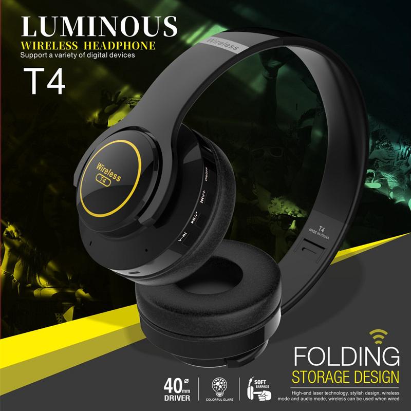 Tai nghe headphone Bluetooth phát sáng Tucci T4