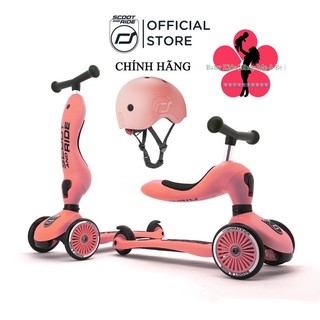 Combo xe Highwaykick 1 và Mũ bảo hiểm size S - SCOOT AND RIDE xe chòi chân, xe scooter ( màu Peach )
