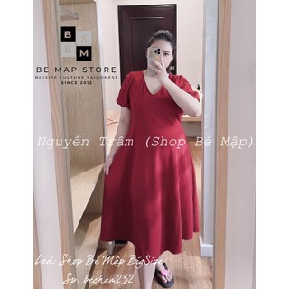 Đầm maxi xòe tay bồng cổ v có túi bigsize 58-88kg