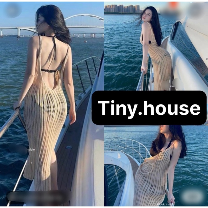 Áo Lưới Đi Biển Khoét Lưng Dáng Dài Thái Lan Freesize