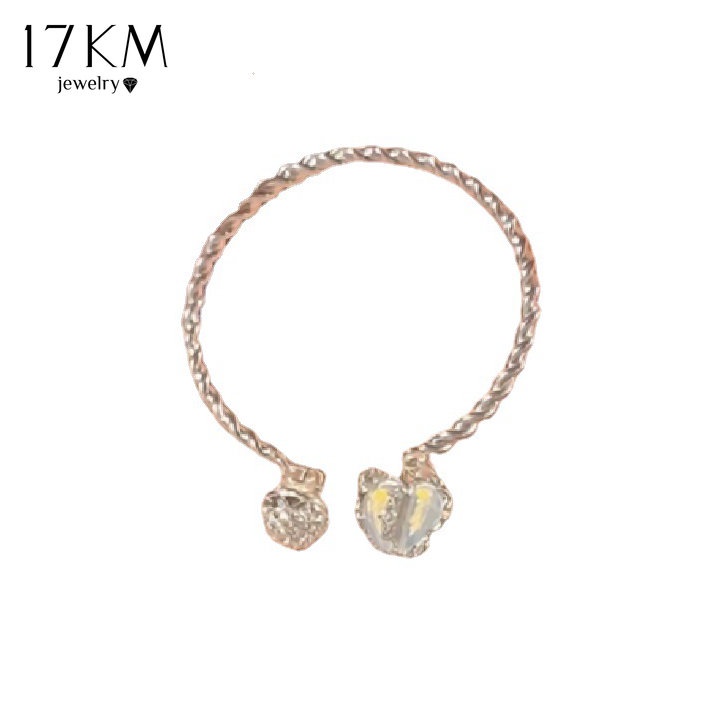 Vòng đeo tay 17KM mạ bạc trang trí trái tim phong cách đơn giản thời trang dành cho nữ