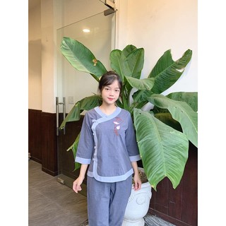 ĐỒ LAM ĐI CHÙA mẫu tim phối vải kate