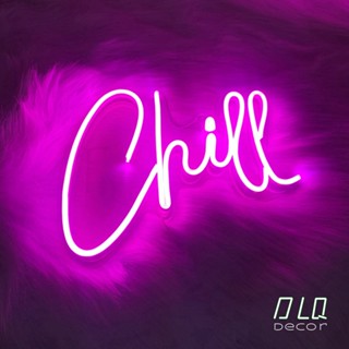 Đèn led neon Chill DLQdecor 15 x 30 cm màu hồng decor phòng ngủ siêu chill