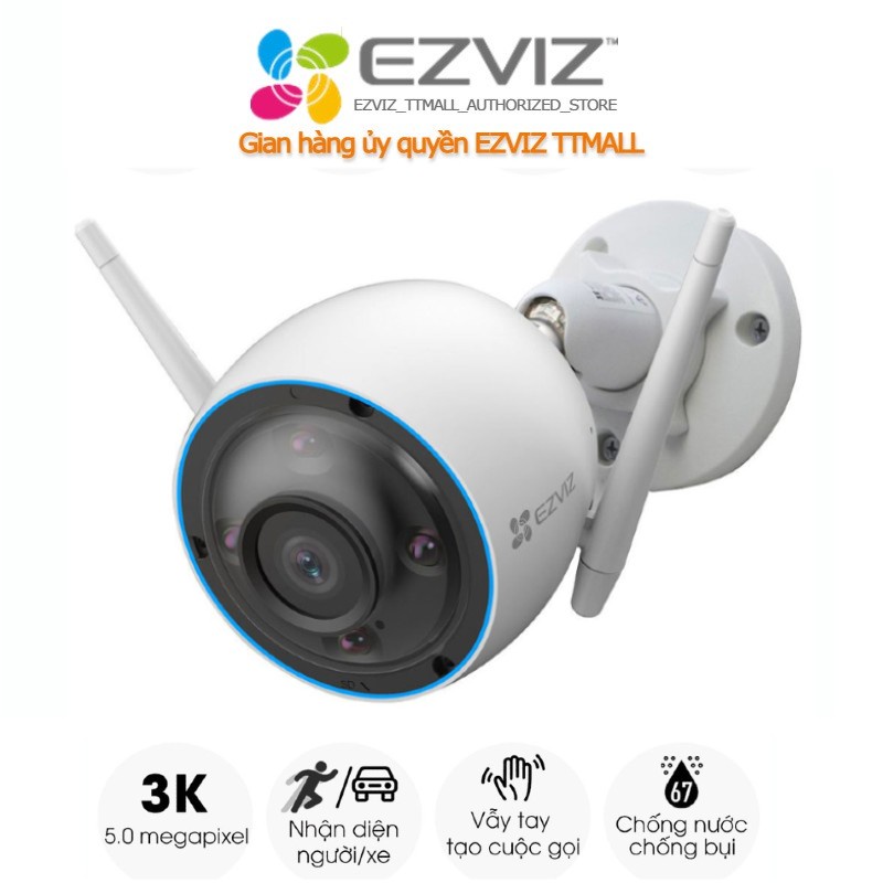 Camera IP WIFI EZVIZ H3 3K 5.0MP Siêu Nét, Phân Biệt Người/Xe , Đàm Thoại 2 Chiều, Chuẩn H.265, Thông Minh Ngoài Trời