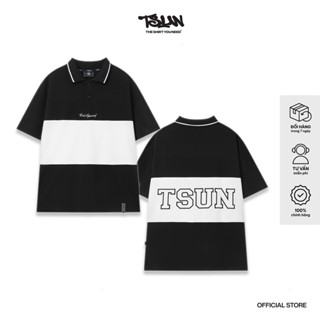 Áo Polo TSUN 3 Panel - Đen/Trắng/Đen - [UNISEX] - Thêu