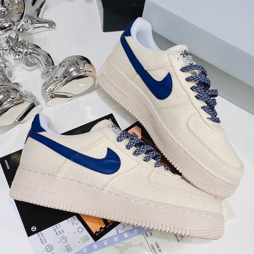 Giày AF1 Canvas Navy Vệt Xanh Giày Thể Thao Nam Nữ Navy Hàng Cao Cấp dành cho nam nữ full box bill-nt19store