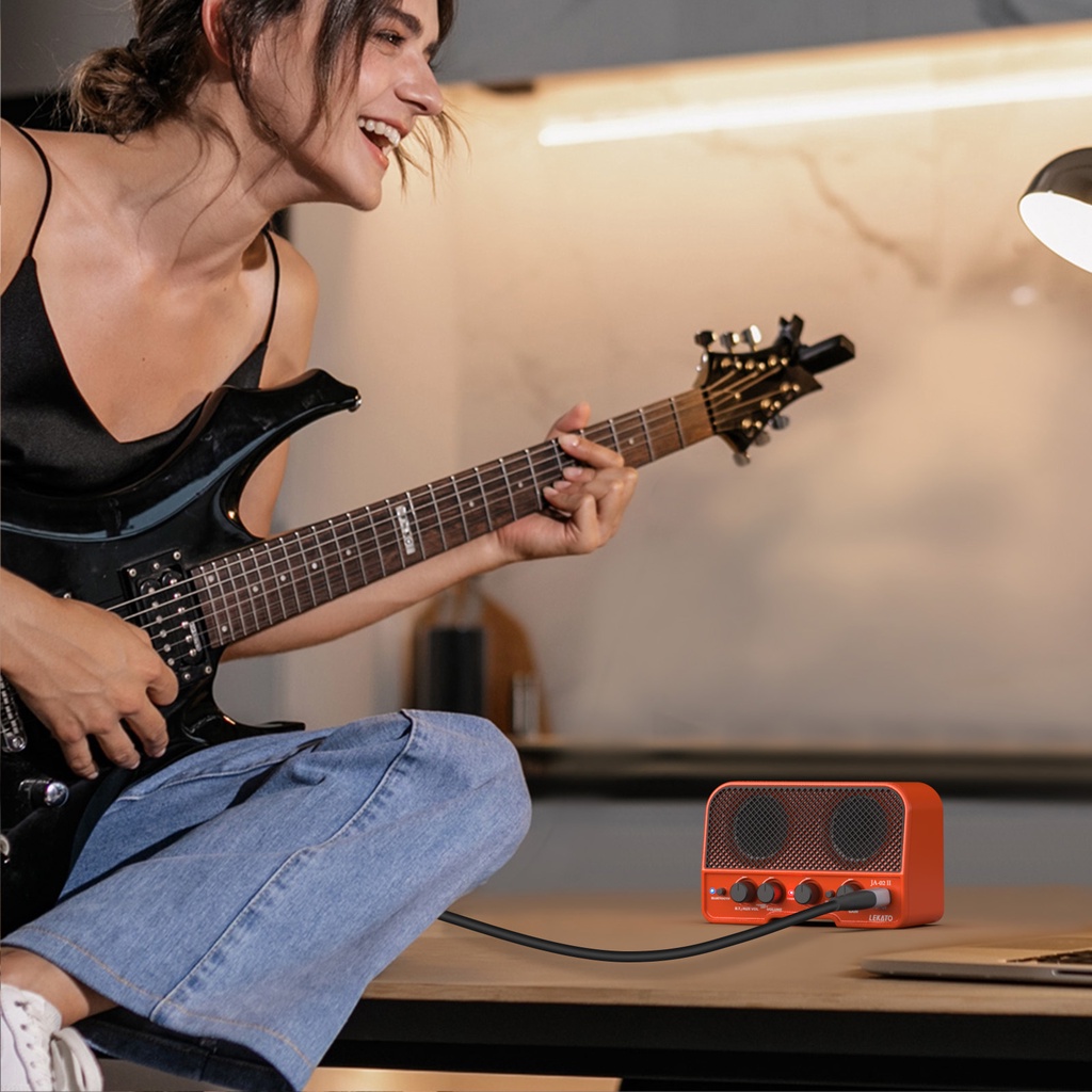 Bộ Khuếch Đại Âm Thanh Đàn Guitar Điện Mini LEKATO 5W Kết Nối Bluetooth 5.0 Có Thể Sạc Lại