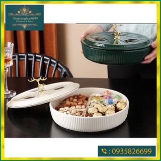 Khay gốm sứ đựng bánh mứt kẹo hình tròn