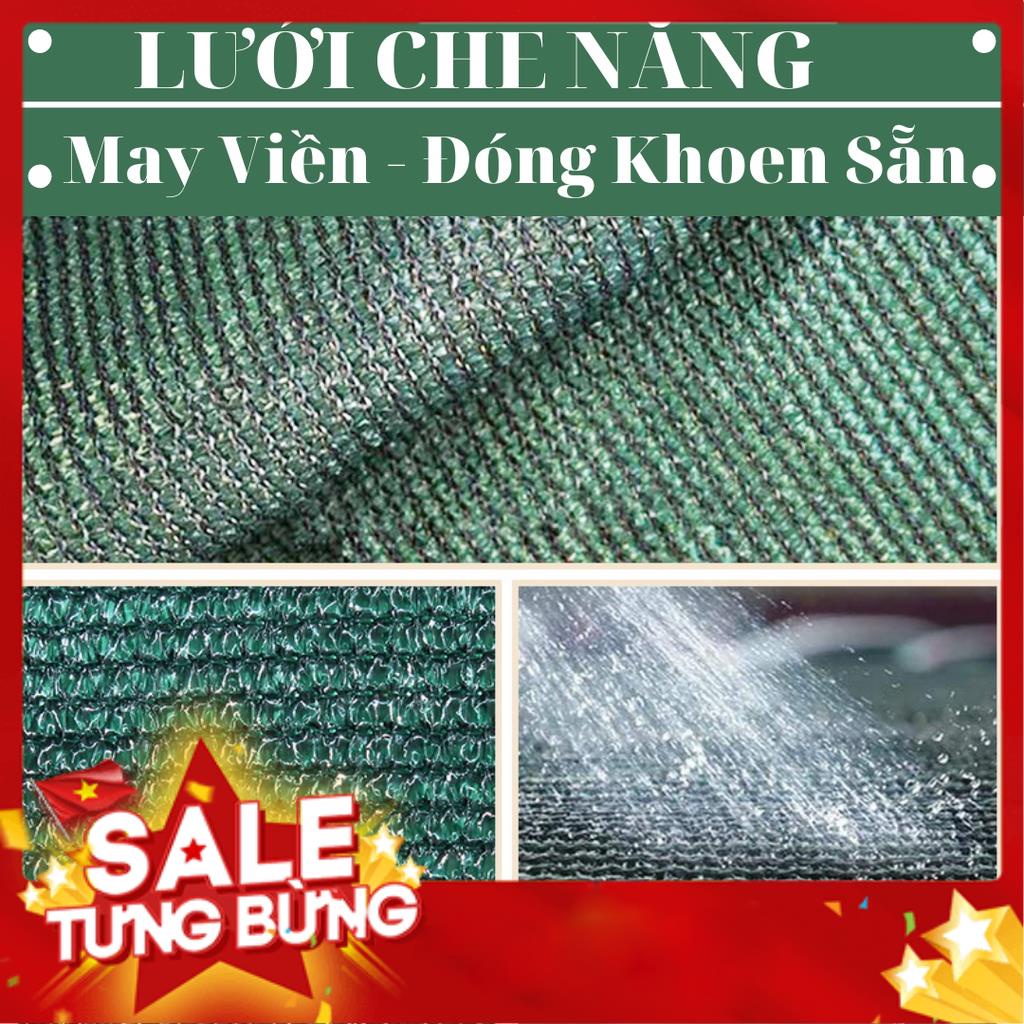 Lưới Che Nắng Nam Việt - Kích Thước 2x4 - Màu Xanh Rêu - May Viền Đóng Khoen Sẵn