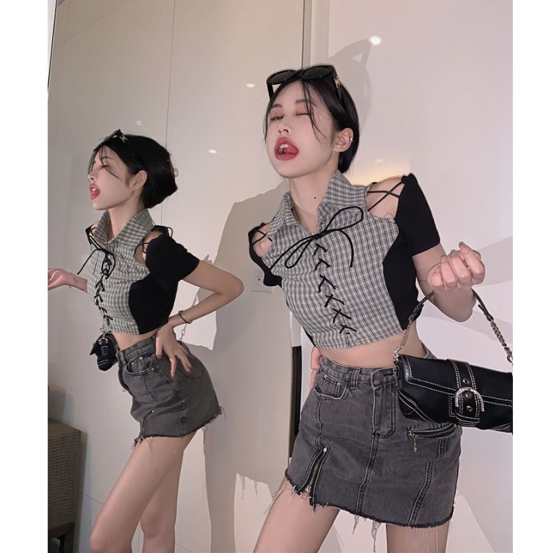 Áo croptop Tay Ngắn Thiết Kế Mới Năng Động Thời Trang Mùa Hè Dành Cho Nữ