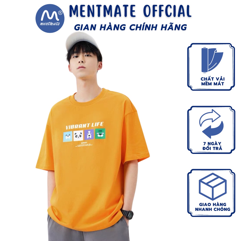 Áo Thun Unisex Tay Lỡ Form Rộng Nam Nữ Mentmate Phong Cách Hàn Quốc Basic Chất Vải 100% Cotton