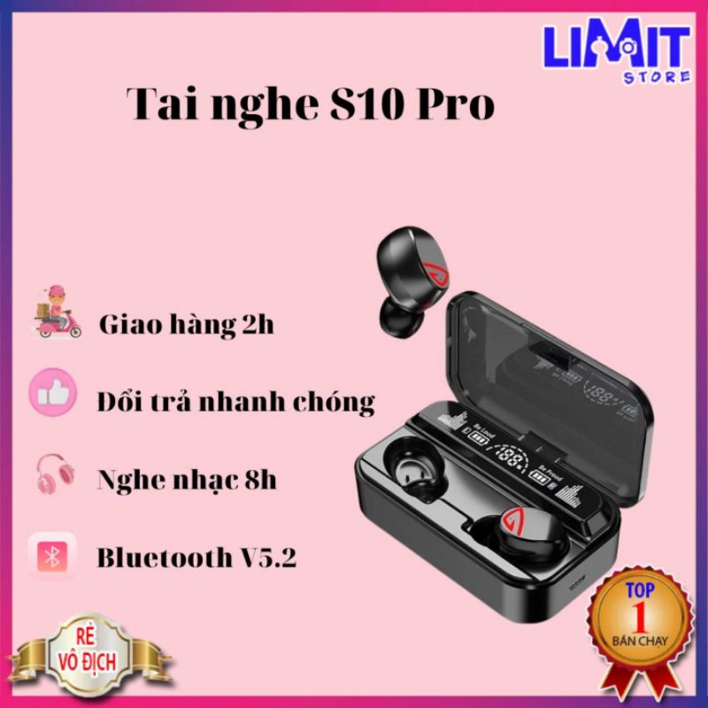 Tai nghe bluetooth S10 Pro V5.2 cao cấp, cảm ứng vân tay, âm thanh cực hay