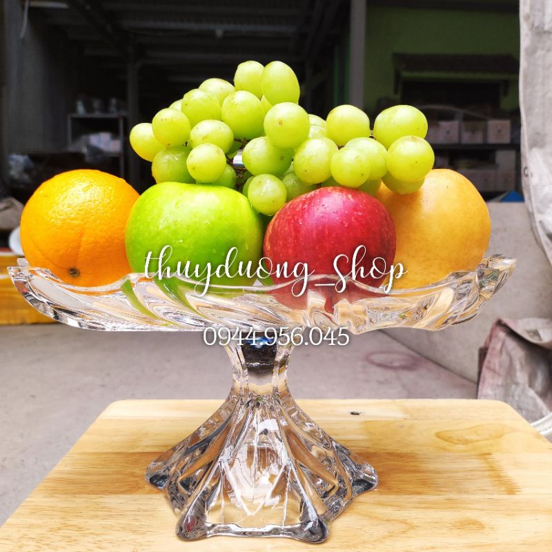 Đĩa thủy tinh Có Chân cao cấp để hoa quả ,bánh kẹo trưng bày trang trí