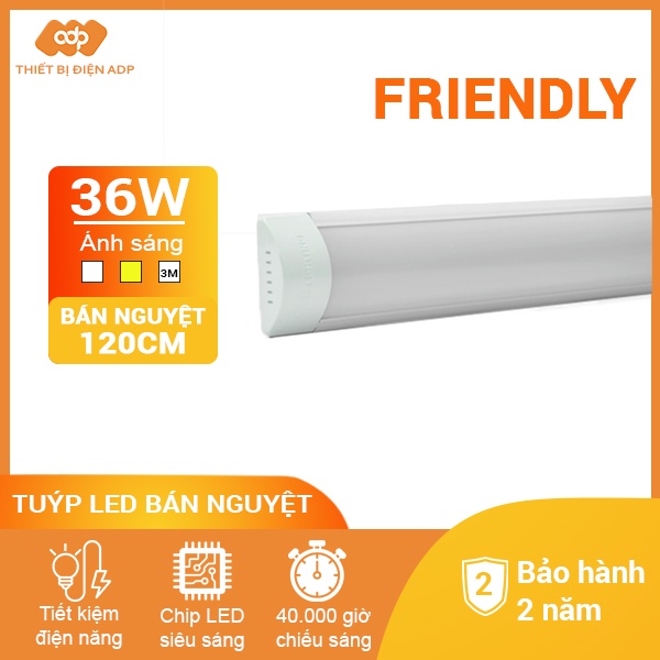 Đèn Tuýp LED Bán Nguyệt 1m2, 60cm công suất 18W, 36W - Ánh Sáng Trắng/Vàng/3 màu - Chính Hãng TLC Lighting