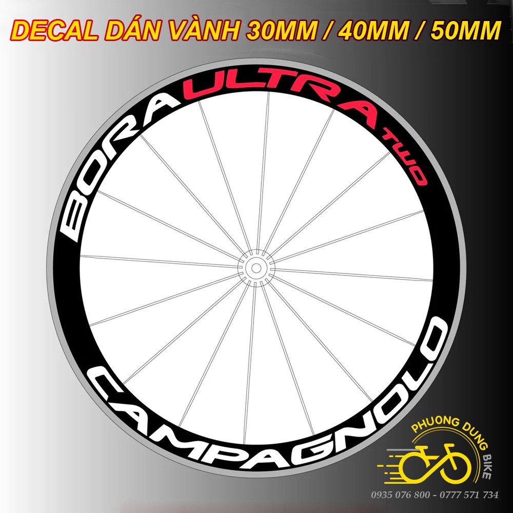 Decal Tem dán vành xe đạp road 700C (BORA, DURA, COSMIC, GIANT)