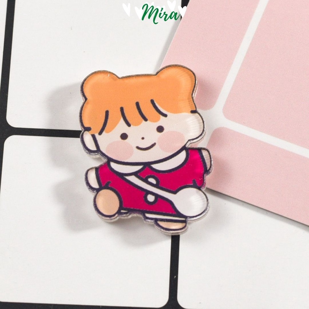 Ghim Cài Huy Hiệu Acrylic  Pin Cài Trang Trí Áo Mũ Nón Túi Xách Ví Cặp Balo Đi Học Cực Cute MIRA-GC00802