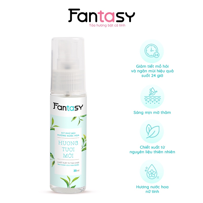 Xịt khử mùi hương nước hoa Fantasy giúp da sáng mịn, mờ thâm 30ml